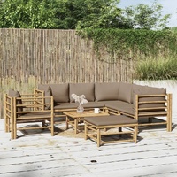 8 Piece Garden Lounge Set with Taupe Cushions  Bamboo