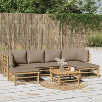 7 Piece Garden Lounge Set with Taupe Cushions  Bamboo