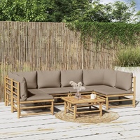 7 Piece Garden Lounge Set with Taupe Cushions  Bamboo