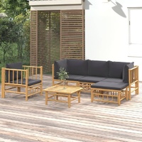 6 Piece Garden Lounge Set with Dark Grey Cushions  Bamboo