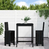 3 Piece Garden Bar Set Black Solid Wood Pine