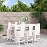 7 Piece Garden Bar Set White Solid Wood Pine