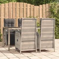 5 Piece Garden Dining Set with Cushions Grey Poly Rattan