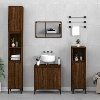 3 Piece Bathroom Furniture Set Brown Oak Engineered Wood