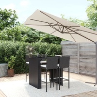 5 Piece Garden Bar Set with Cushions Black Poly Rattan