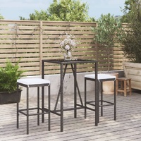 3 Piece Garden Bar Set with Cushions Black Poly Rattan