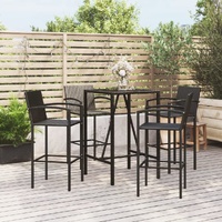 5 Piece Garden Bar Set Black Poly Rattan