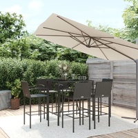 7 Piece Garden Bar Set Black Poly Rattan