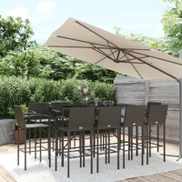 11 Piece Garden Bar Set Black Poly Rattan