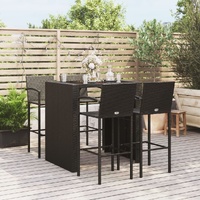 5 Piece Garden Bar Set Black Poly Rattan