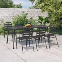 7 Piece Garden Dining Set Anthracite Steel