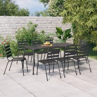 9 Piece Garden Dining Set Anthracite Steel