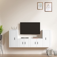 4 Piece TV Cabinet Set White Engineered Wood