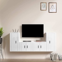 4 Piece TV Cabinet Set High Gloss White Engineered Wood