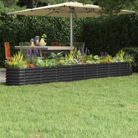 Garden Raised Bed Powder-coated Steel 332x40x36 cm Anthracite