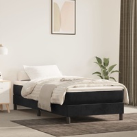 Box Spring Bed without Mattress Black King Single Size Velvet