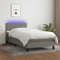 Box Spring Bed with Mattress&LED Dark Grey 100x200cm Fabric