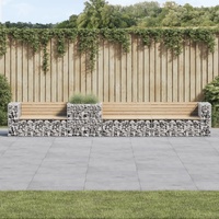 Garden Bench with Gabion Basket Solid Wood Pine