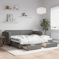 Daybed with Trundle&Drawers without Mattress Dark Grey 90x190 cm