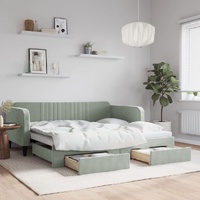 Daybed with Trundle&Drawers without Mattress Light Grey 90x190 cm