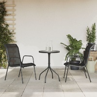 3 Piece Garden Dining Set Black Steel