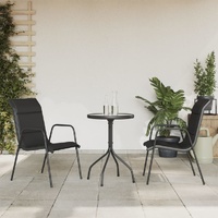 3 Piece Garden Dining Set Black Steel