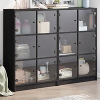 Bookcase with Doors Black 136x37x109 cm Engineered Wood