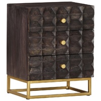 Bed Cabinet Black 40x30x50 cm Solid Mango Wood