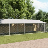 Dog Cage with Roof and Door Grey 12x2x2 m Galvanised Steel