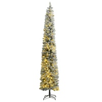 Slim Christmas Tree 300 LEDs & Ball Set & Flocked Snow 270 cm