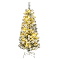 Artificial Hinged Christmas Tree 150 LEDs & Flocked Snow 150 cm