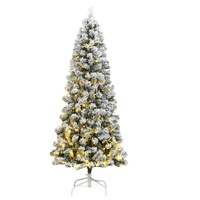 Artificial Hinged Christmas Tree 300 LEDs & Flocked Snow 180 cm