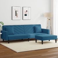 2 Piece Sofa Set with Pillows Blue Velvet