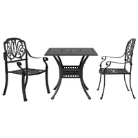 3 Piece Bistro Set Black Cast Aluminium