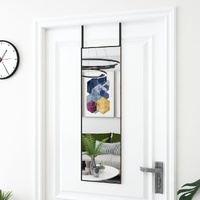 Door Mirror Black 30x100 cm Glass and Aluminium