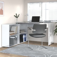 Corner Desk High Gloss White Engineered Wood