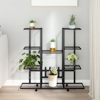 Flower Stand with Wheels 94.5x24.5x91.5 cm Black Iron