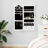 Mirror Jewellery Cabinet Wall Mounted White 37.5x10x90 cm