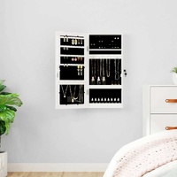 Mirror Jewellery Cabinet with LED Lights Wall Mounted White