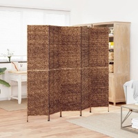 Room Divider 5-Panel Brown 205x180 cm Water Hyacinth