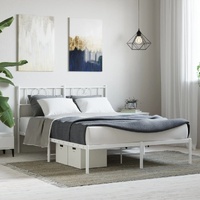 Metal Bed Frame without Mattress with Headboard White 135x190 cm