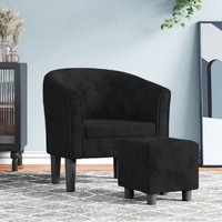 Tub Chair with Footstool Black Velvet