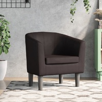 Tub Chair Brown Faux Leather