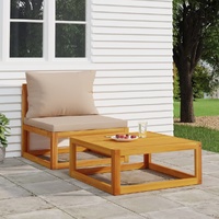 2 Piece Garden Sofa Set with Cushions Solid Wood Acacia