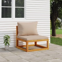 Garden Middle Sofa with Taupe Cushions Solid Wood Acacia