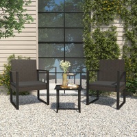 Garden Armchair with Cushion Black Poly Rattan