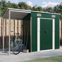 Garden Shed with Extended Roof Green 277x110.5x181 cm Steel