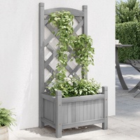 Planter with Trellis Grey Solid Wood Fir