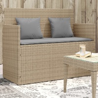 Garden Bench with Cushions Beige Poly Rattan