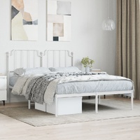 Metal Bed Frame without Mattress with Headboard White 135x190 cm